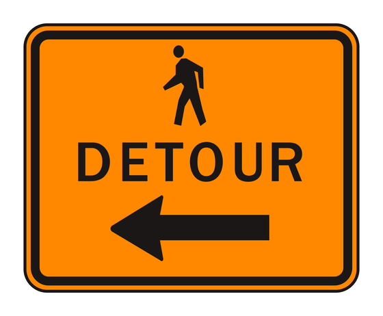 M4-9b Pedestrian Detour — official FHWA layout