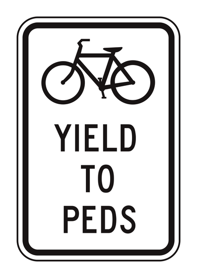 R9-6 Bicycles Yield to Pedestrians — official FHWA layout