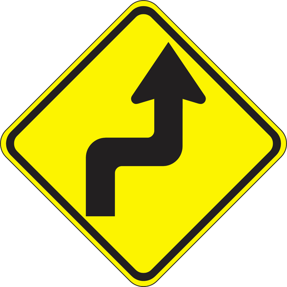 W1-3R Reverse Turn (Right) — official FHWA layout