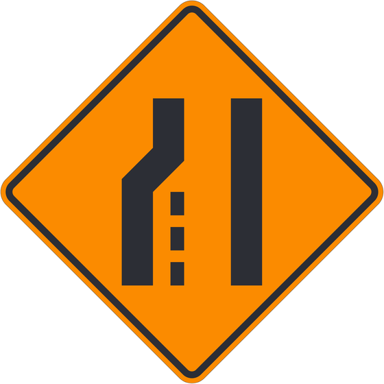 W4-2L Left Lane Ends — official FHWA layout