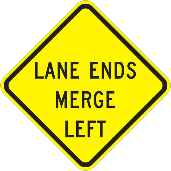 W9-2 Lane Ends Merge Left (Right) — official FHWA layout